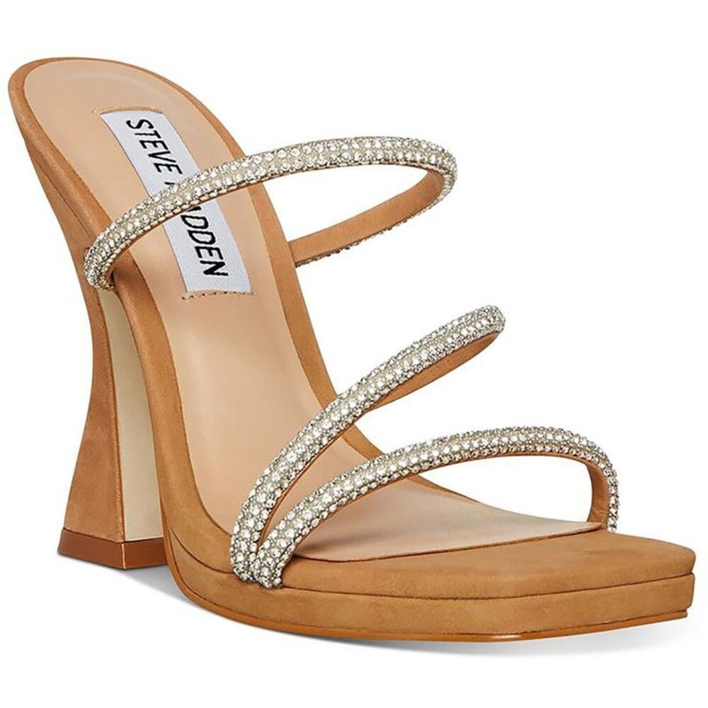 Steve Madden Womens Libbie Tan Rhinestone Embellished Dress Heels Shoes NWT